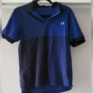 Fred Perry Cotton Polo Shirt, Blue and Dark Navy Blue, Men's Medium